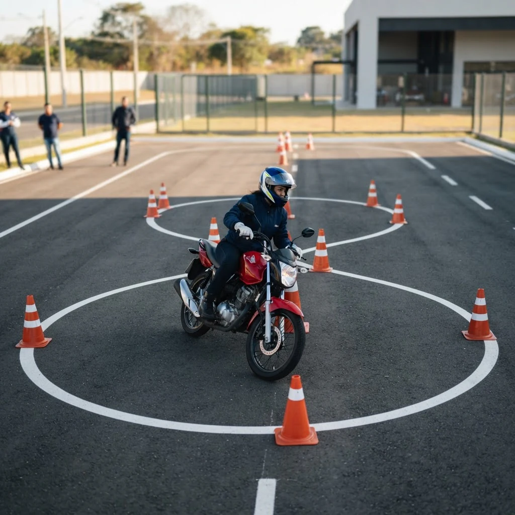 Candidato dominando a manobra do oito entre cones