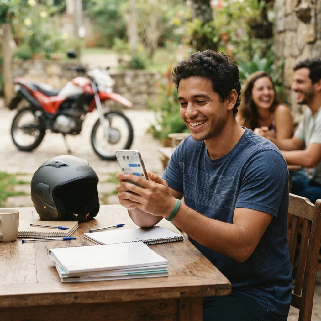 Candidato acessando um grupo de suporte pelo celular